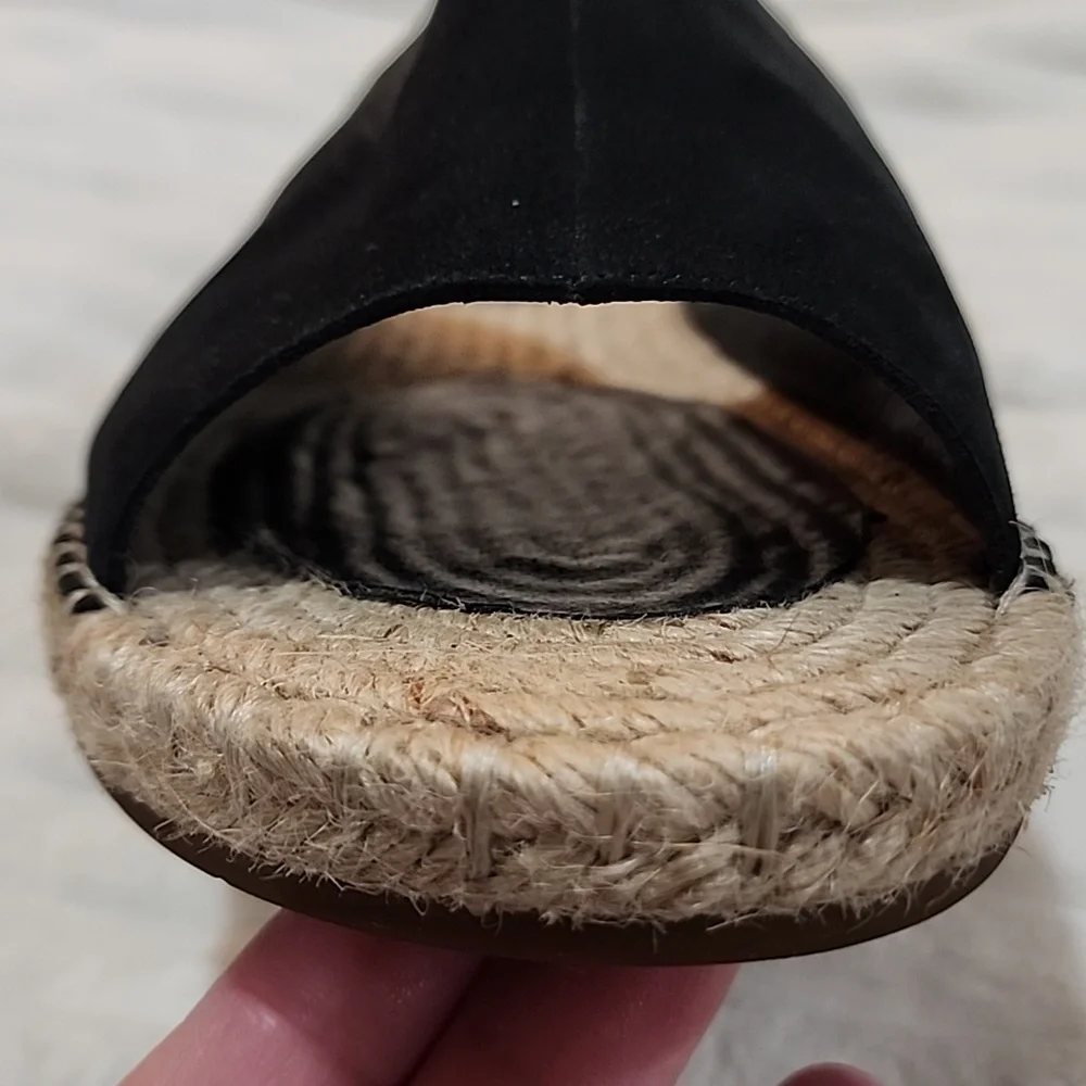 Eileen Fisher Milly Tumbled Black Nubuck Espadrille Sandal, Women's Size 10